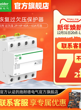 施耐德自恢复过欠压保护器R9A9E9 2P过压欠压自动复位40A/63A/80A