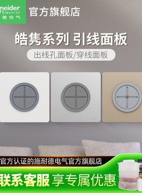 施耐德开关插座面板家用皓隽暗装引线面板出线孔面板穿线孔面板