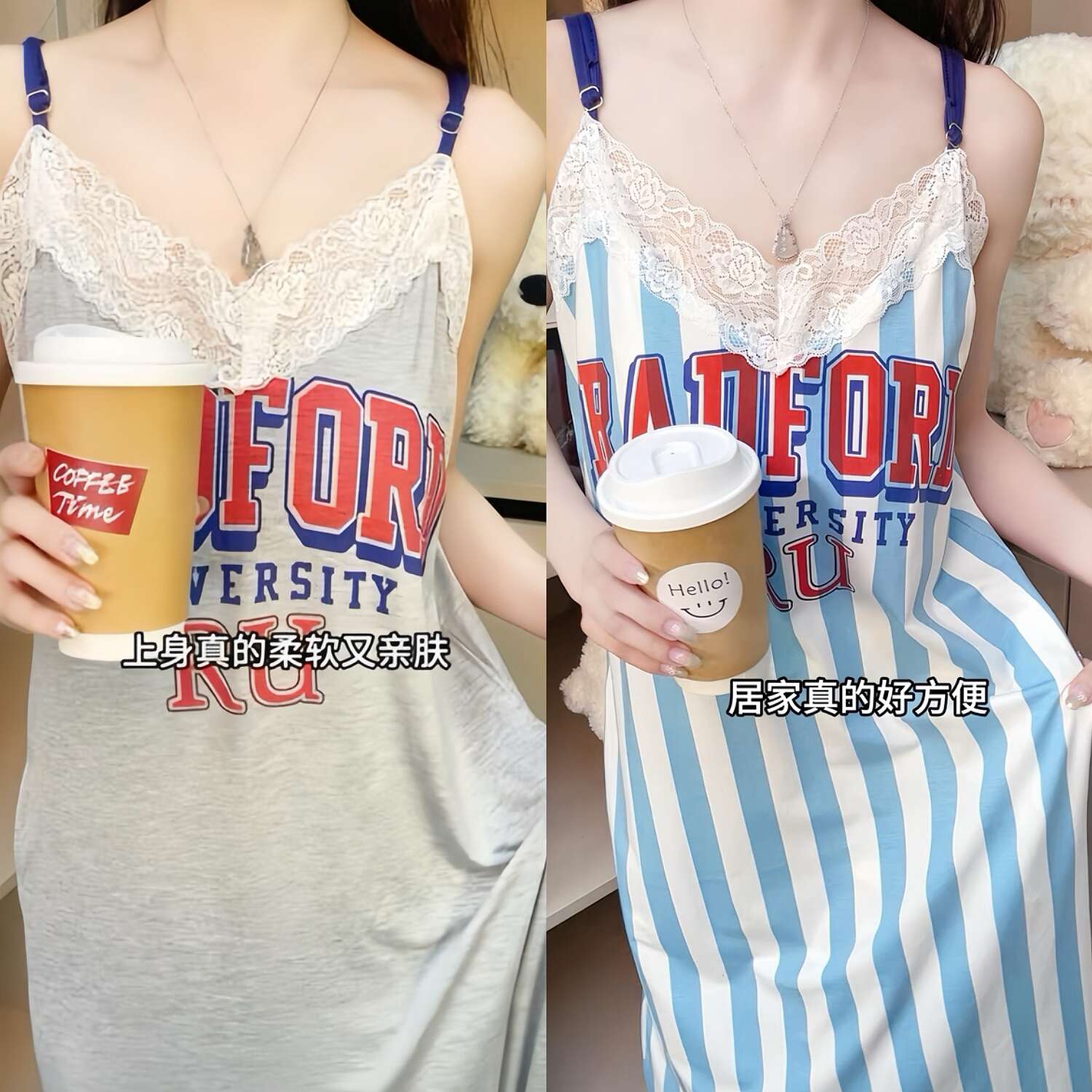 带胸垫可外穿吊带夏季新款简约休闲家居服居家睡裙女睡衣薄款
