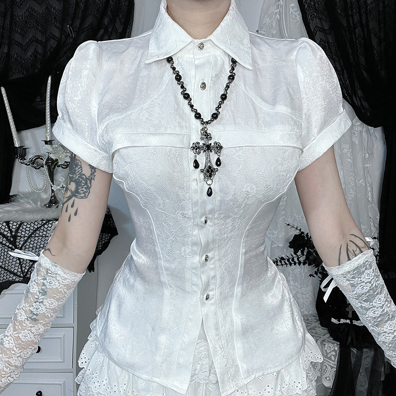 哥特风白色衬衫女仆cos服亚文化