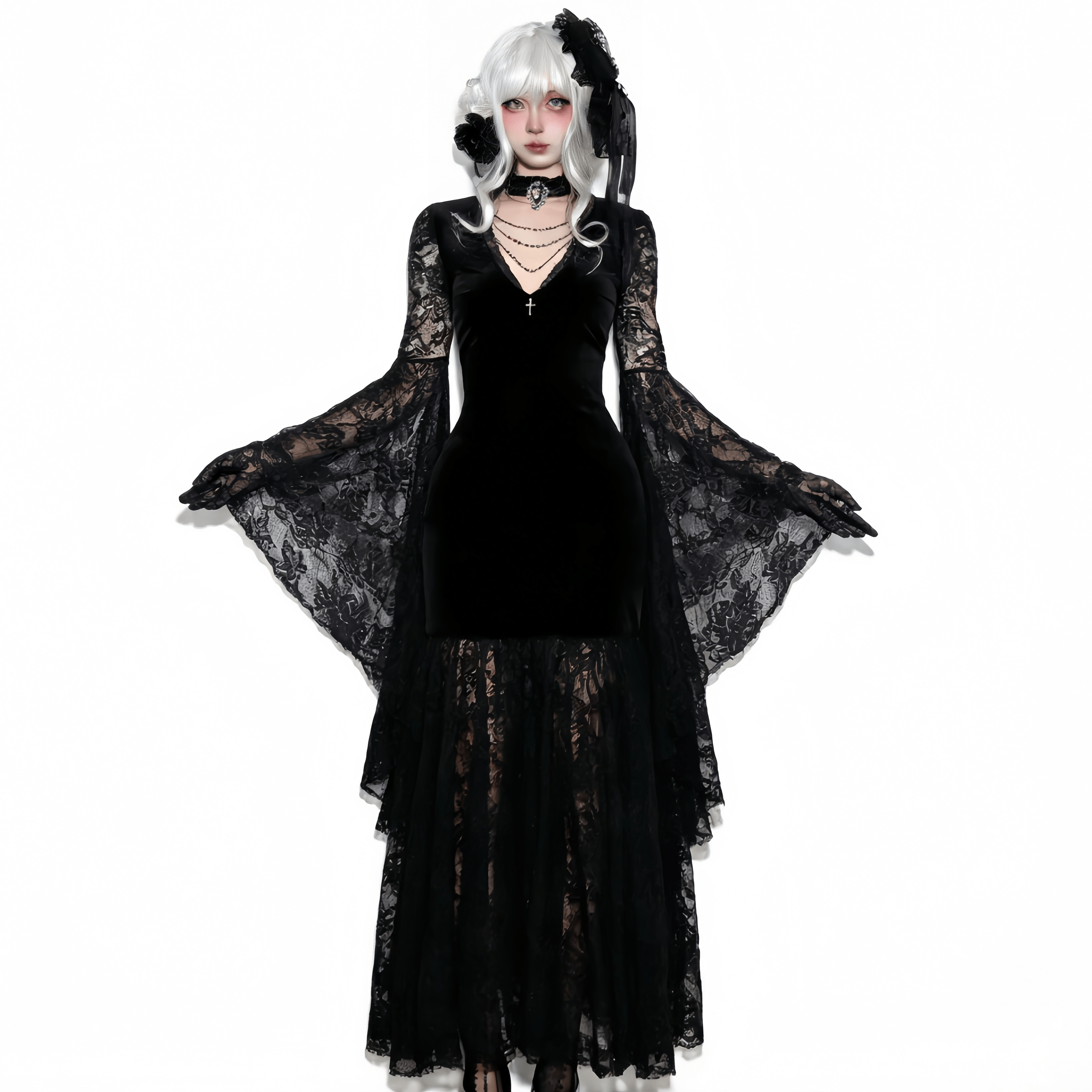 Wannathis暗黑风魔女服装黑色蕾丝长袖连衣裙哥特风欢乐谷cos女装,模玩/动漫/周边/娃圈三坑/桌游,Cosplay女装/cos女装,淘宝优惠券,粉丝福利购,淘宝优惠卷