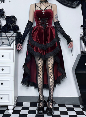 圣诞氛围裙子哥特蕾丝红色cosplay御姐连衣裙二次元lolita洛丽塔