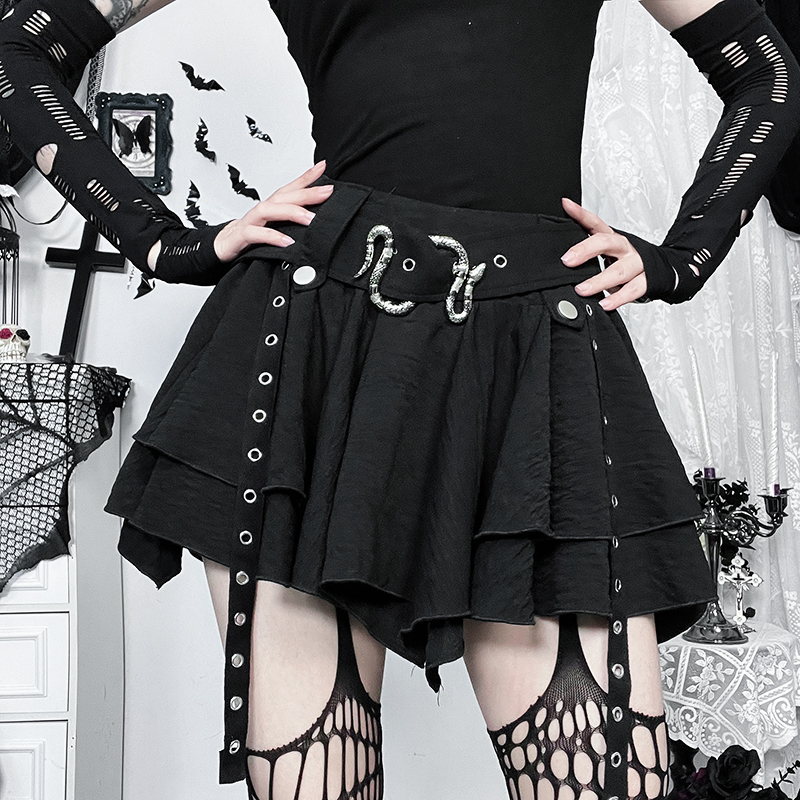 亚比黑色半身裙哥特辣妹打歌服裙