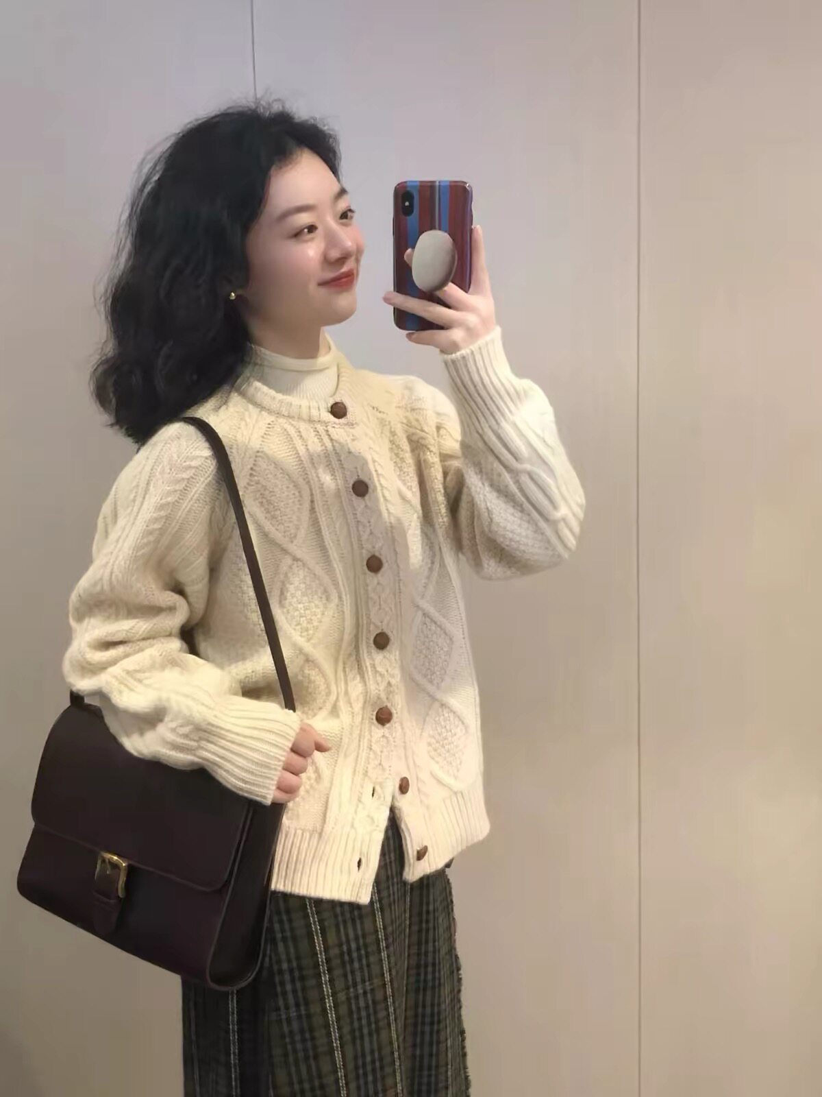2026秋冬新款加厚100%羊毛衫女圆领麻花针织开衫宽松毛衣外套上衣