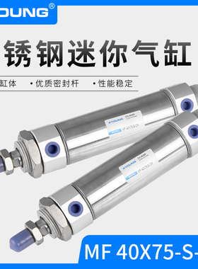 XYOUNG气动圆尾不锈钢迷你气缸MF40X75-SCM带磁迷你气缸MF40X100