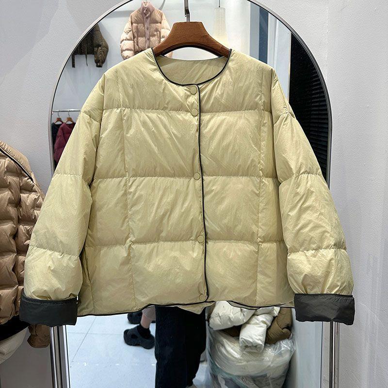 短款小个子棉服女2026春季时尚新款圆领拼色面包服保暖轻薄棉外套