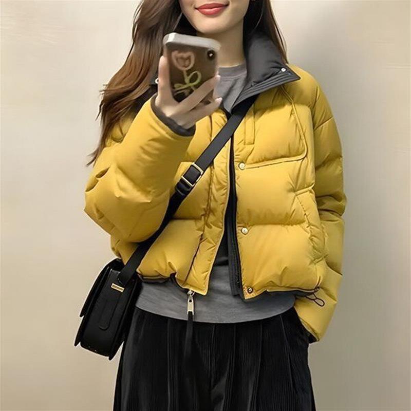 2026年新款巨好看的加厚粉色短款夹棉洋气棉服外套女款冬季棉袄
