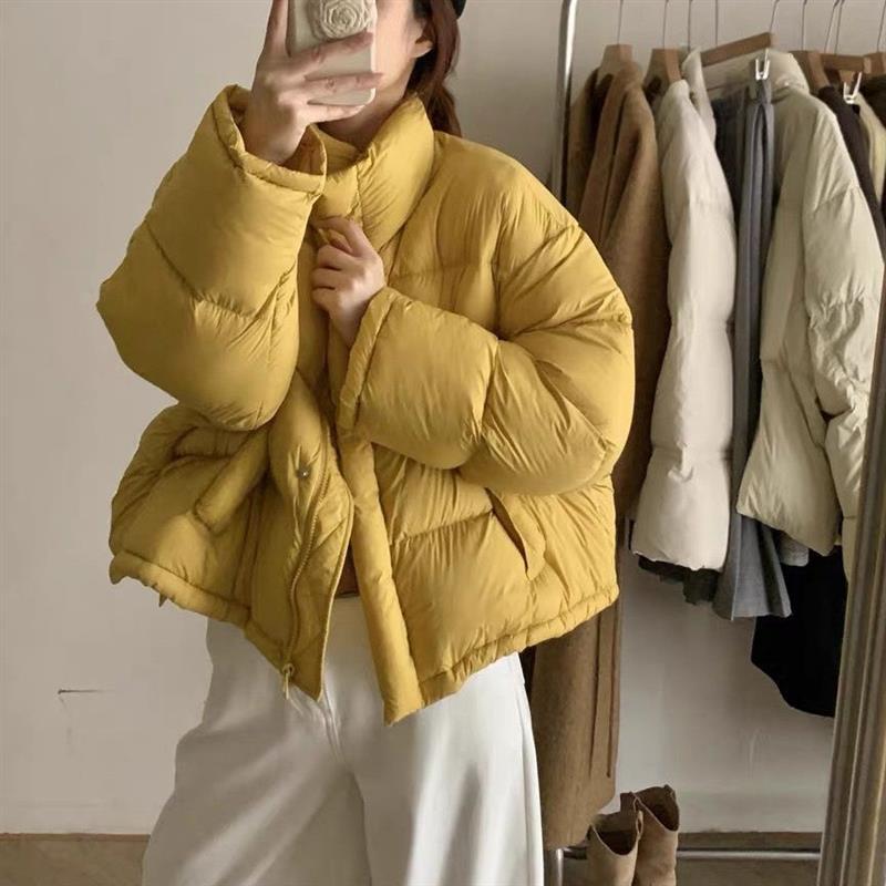 黄色女短款立领棉服2026年冬季新款韩版设计感小个子面包服外套潮
