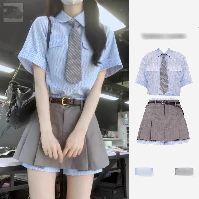 夏装搭配茶系穿搭一整套小个子韩系jk制服初恋清纯奶甜学院风套装