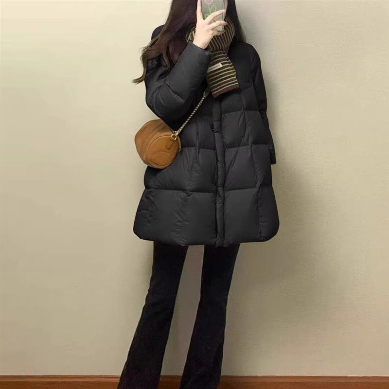 黑色棉服女款中长款冬季2026年新款时尚百搭休闲保暖高级感外套潮