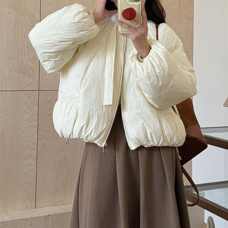 小个子棉服女韩版时尚百搭圆领宽松外套2026秋冬季新款保暖面包服