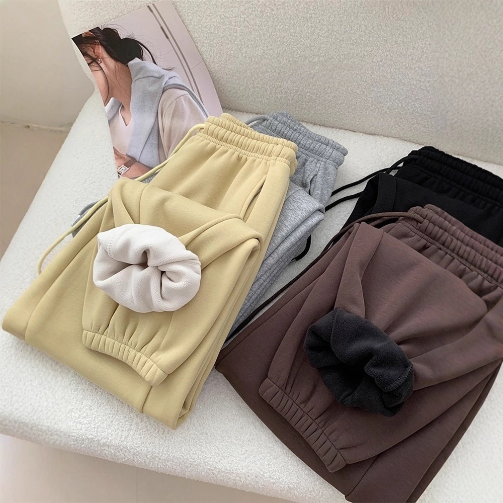 加绒加厚温暖面包卫裤女