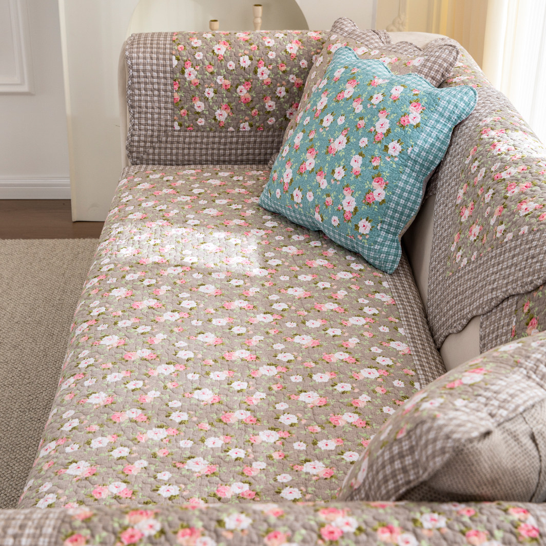 田园风纯棉沙发垫四季通用防滑坐垫水洗棉北欧简约现代布艺套罩巾