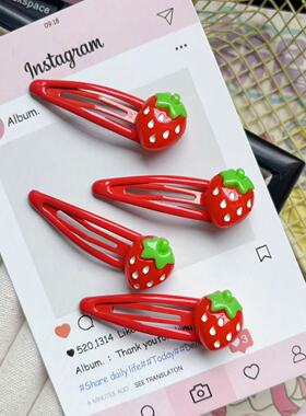 F1209可爱红色草莓bb发夹ins少女甜美学生发夹刘海儿童发夹发饰Y