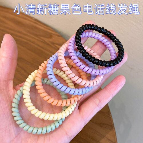 糖果色电话线发绳小清新头绳发圈