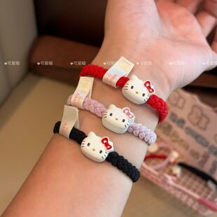 T931三丽鸥对装 编制树脂kt头发圈凯蒂猫小皮筋情侣学生扎头发发饰