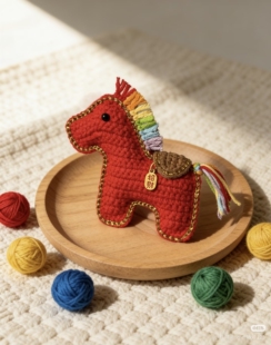 成品手工小马包挂件毛线编织生肖彩虹马玩偶钥匙扣钩织礼物本命年