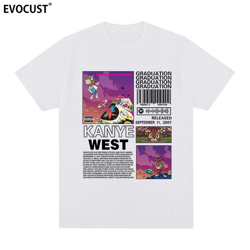Kanye West侃爷短袖T恤Graduation饶舌Rap街头专辑嘻哈男女涂鸦潮