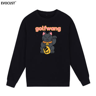Golf Wang招财猫黑猫嘻哈潮牌hip hop街头饶舌男女圆领卫衣涂鸦