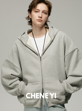 CHENE YI纯棉毛圈ATHFLOW风连帽卫衣开衫外套/分割设计卫裙套装女