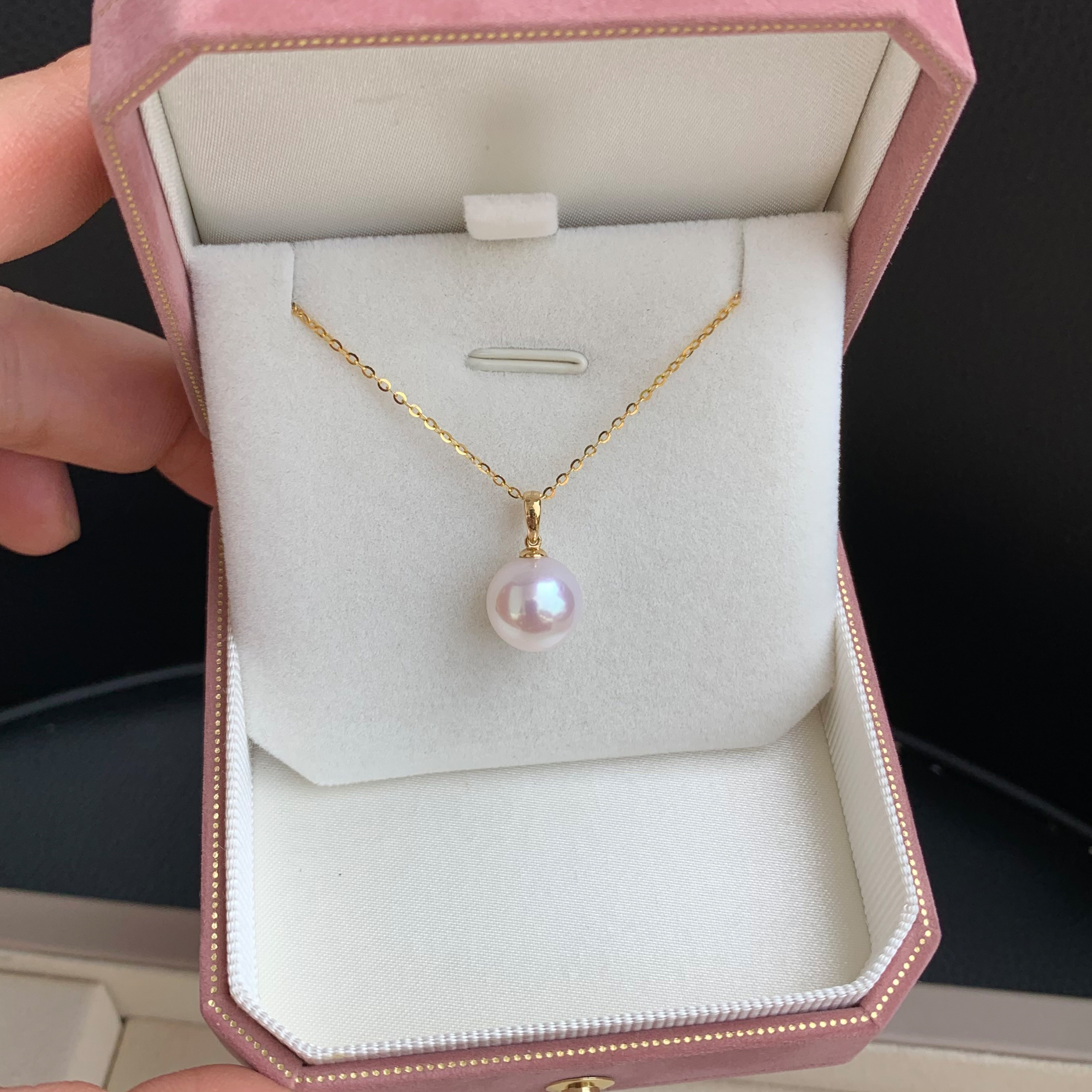 18K金淡水AKOYA珍珠瓜子扣吊坠