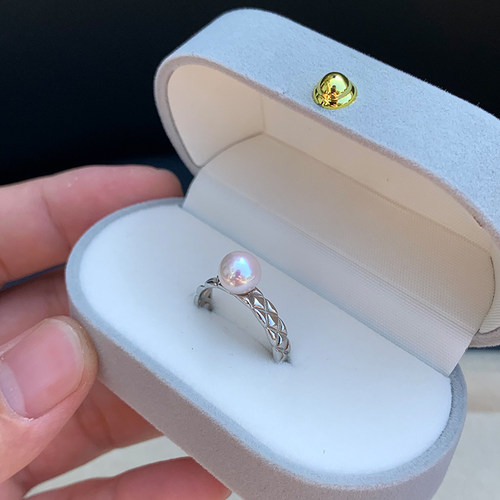 天然淡水珍珠小香风纯银戒指