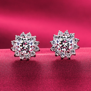 河南培育人工合成钻石耳钉CVD钻铂金耳环珠宝首饰可定18K金耳坠