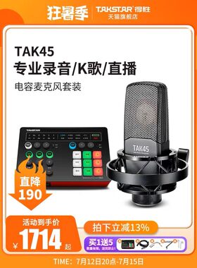 Takstar得胜TAK45电容麦克风k歌喊麦直播设备全套专业录音话筒