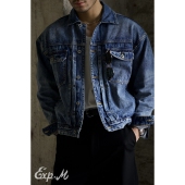 宽松落肩美式 柴米重磅洗水牛仔夹克男士 外套赤耳休闲工装 复古咔叽