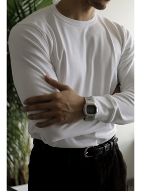 柴米Pima棉长袖基础款打底T恤男士圆领美式复古纯棉阿美咔叽秋冬