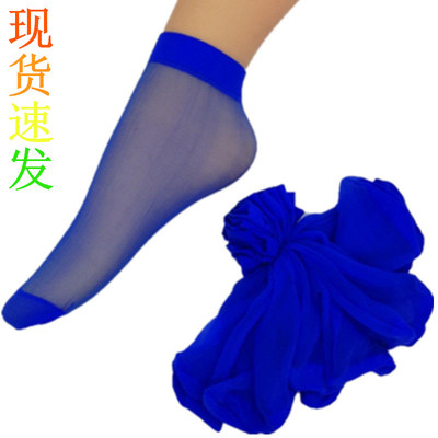 夏季超薄宝蓝色潮女性感短筒袜