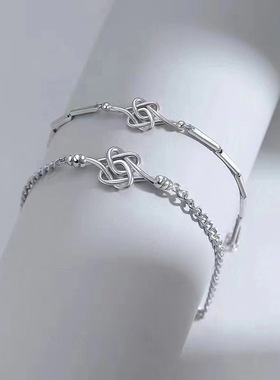 同心结情侣手链一对情侣款原创设计感小众手饰简约七夕礼物送男友