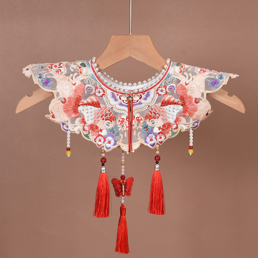 高质金鱼刺绣婴幼儿童国风装饰云肩男女宝宝周岁生日披肩衣领外搭,服饰配件/皮带/帽子/围巾,假领,淘宝优惠券,粉丝福利购,淘宝优惠卷