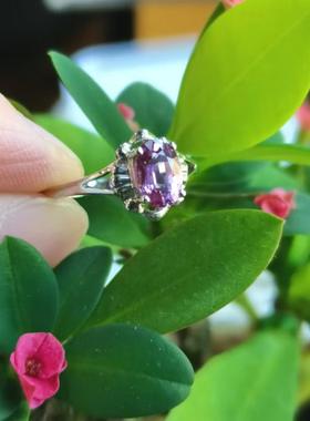 18K金镶钻浅紫色蓝宝石女戒 CP110322 晶体纯净无暇 超闪