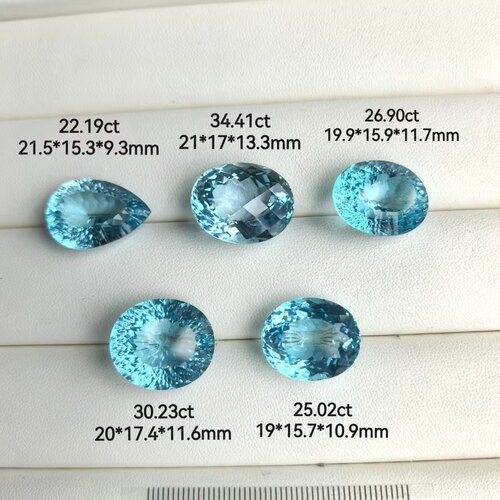 超大颗瑞士蓝托帕石 高精切精品裸石戒面 首饰级可收藏