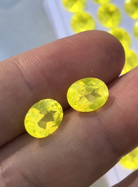 合成霓虹感金丝雀黄色钇铝榴石YAG裸石可DIY定制戒指吊坠