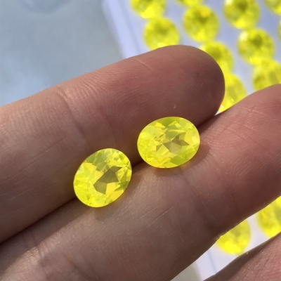 合成霓虹感金丝雀黄色钇铝榴石YAG裸石可DIY定制戒指吊坠