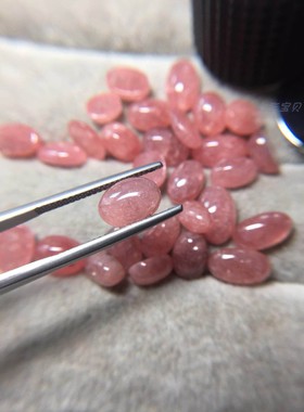 天然菱锰矿红纹石戒面国检鉴定师