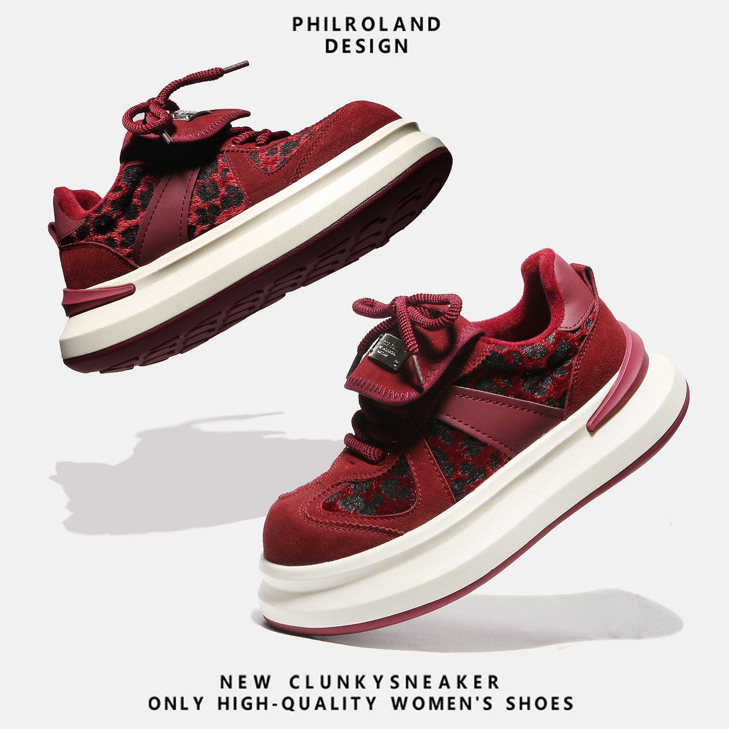 小众豹纹潮牌面包鞋女2025秋冬加棉厚底休闲鞋轻便防滑板鞋潮鞋