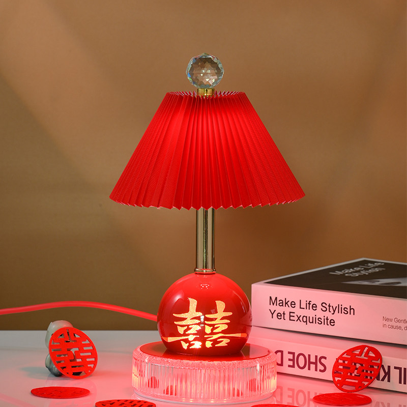 陪嫁新婚长明灯结婚一对高级婚房布置红台灯床头灯结婚礼物送新人