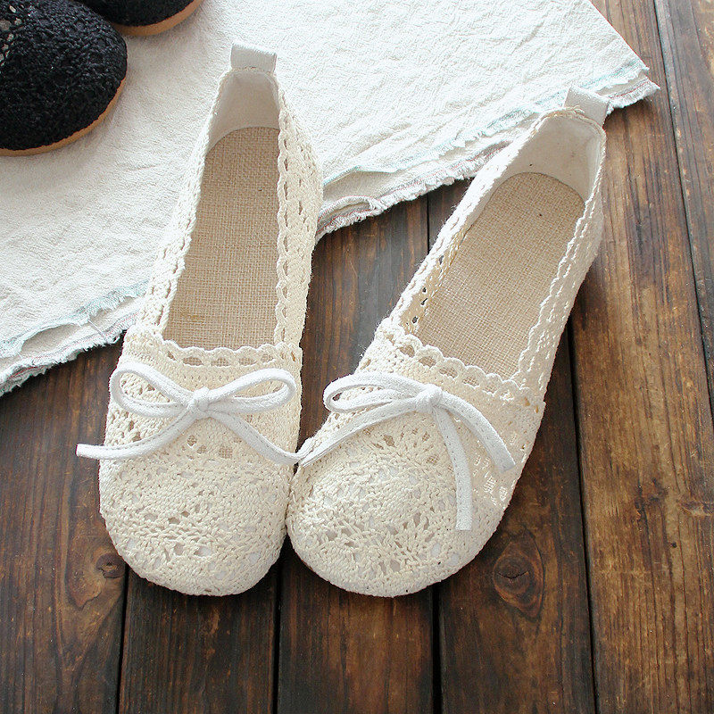 Cotton and hemp Mori girl Retro literature summer Sandals leisure time Flat shoes Women's Shoes Original Shallow mouth ventilation Mesh shoesin the Women's Shoes, Sandals, Crocs category - from Buy2taobao.com to provide professional Taobao agent buy service