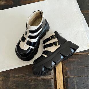 英伦风复古休闲加绒靴子增高厚底jk制服鞋丑萌大头保暖马丁靴女鞋