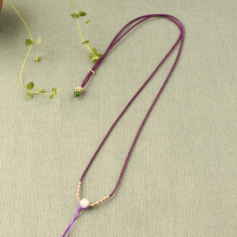 手工玉坠简约翡翠黄金朱砂吊坠绳