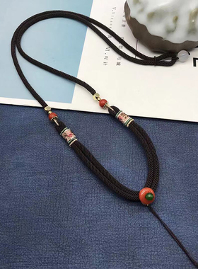 文艺复古翡翠玉器吊坠绳高档手工