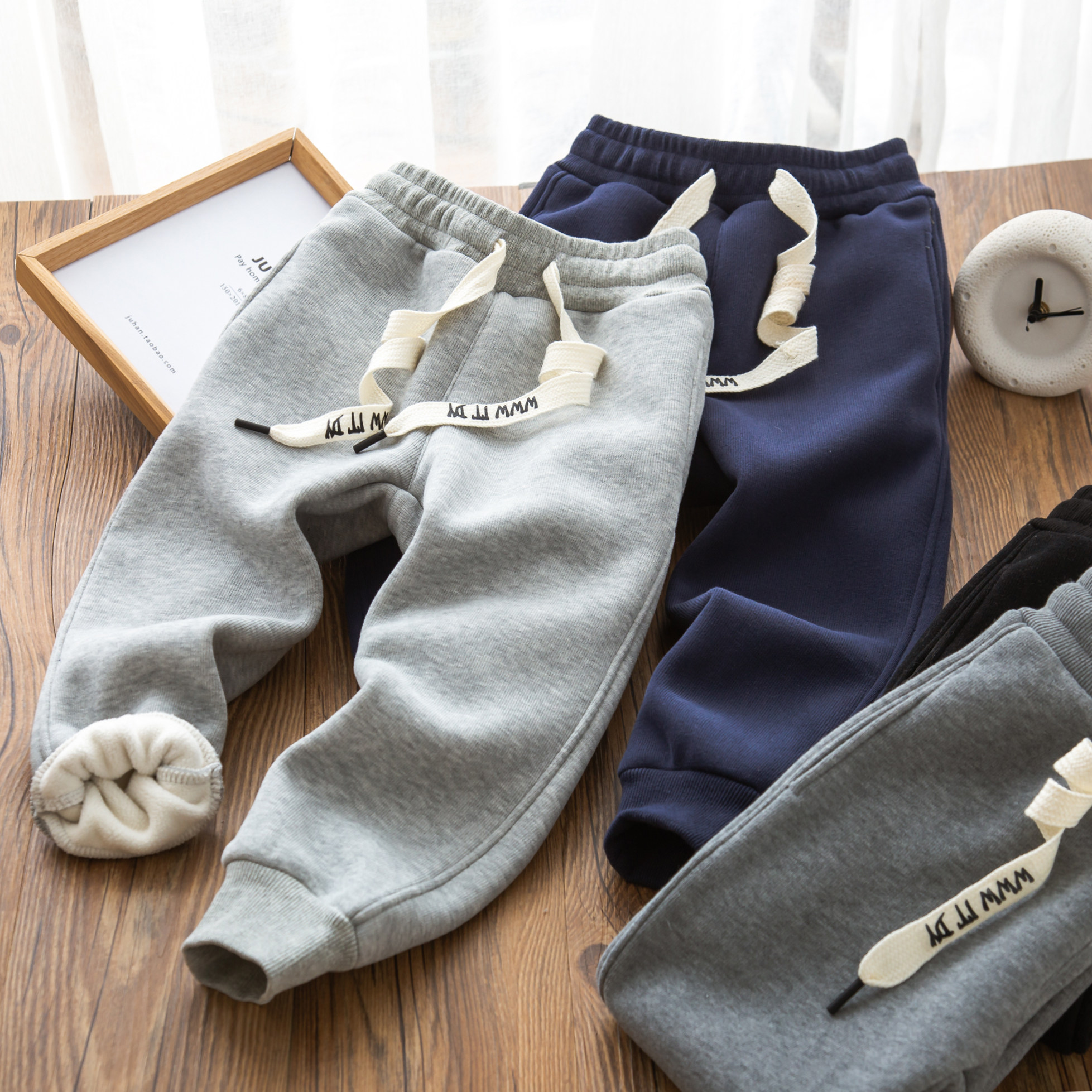 男童运动裤子加绒加厚儿童束脚棉裤秋冬2024新款男大童保暖裤冬季