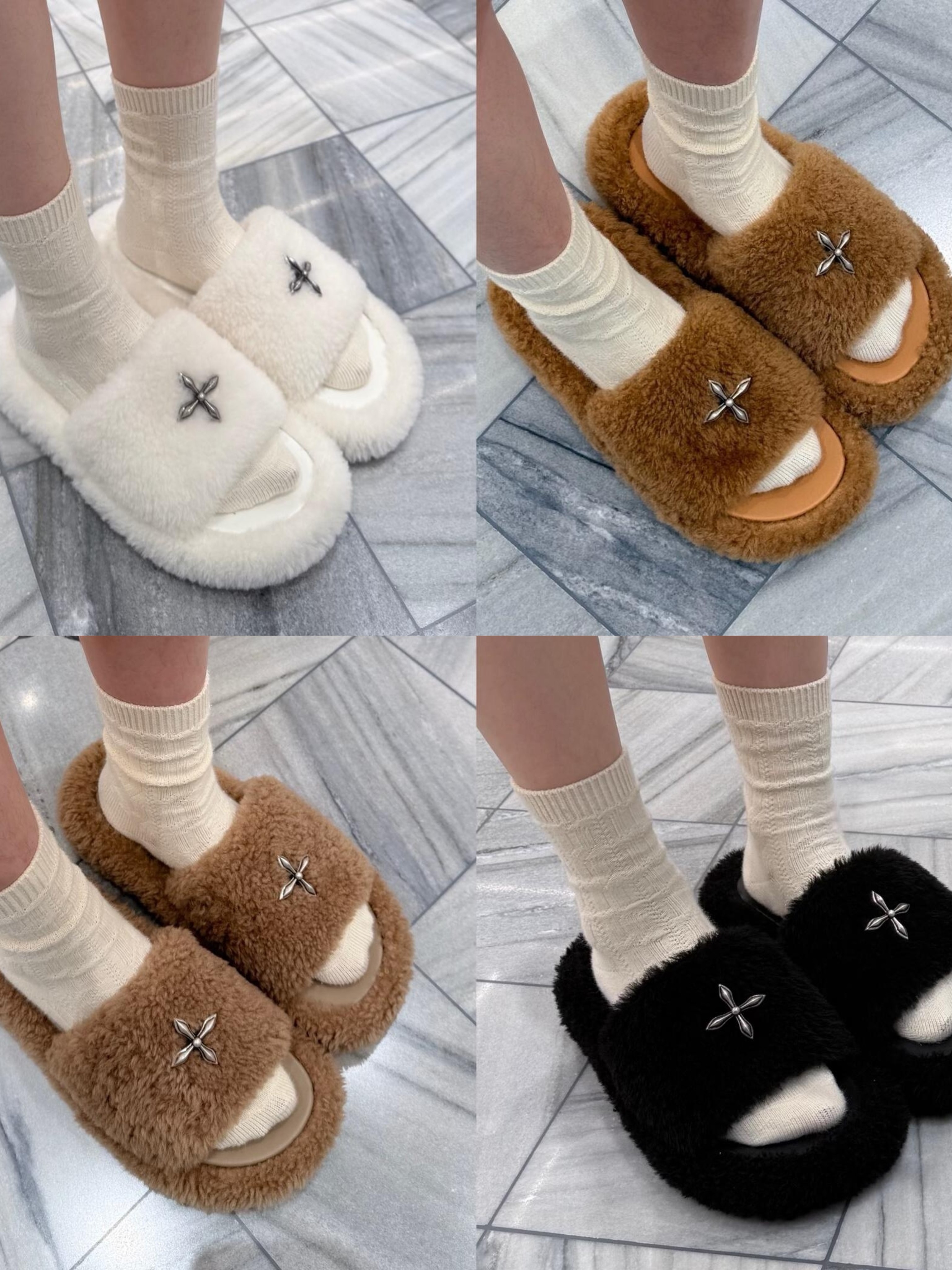 2025ss新款毛毛拖厚底毛绒十字架外穿短毛绒一字拖女【毛拖合集】