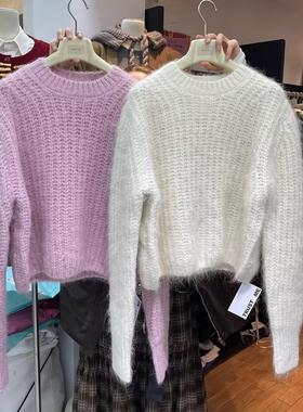 TRUST ME秋冬韩版复古粗毛线纯色百搭加厚羊驼毛百搭保暖套头毛衣
