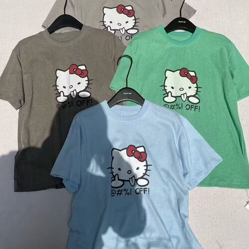 TRUST ME2025夏卡通hello kitty印花宽松显瘦日常休闲圆领短袖T恤