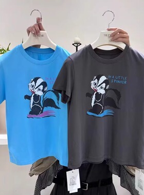 TRUST ME2025秋季韩版简约松鼠印花宽松显瘦休闲圆领短袖T恤女