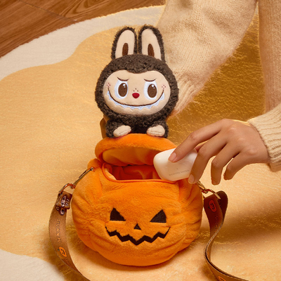 泡泡玛特POPMART LABUBU怪怪狂欢节系列拉布布南瓜手提小包万圣节